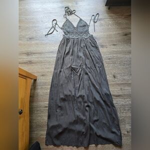 Agaci Elegant Crochet Top Maxi Dress NWOT